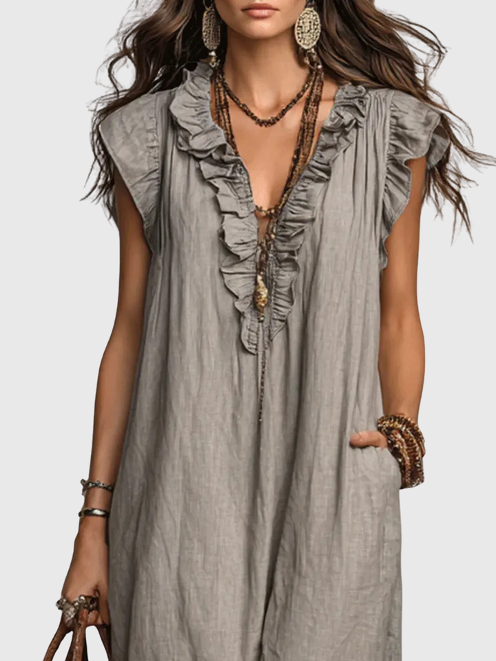 Maeve | Langes Kleid im Boho-Stil aus Leinen und Baumwolle