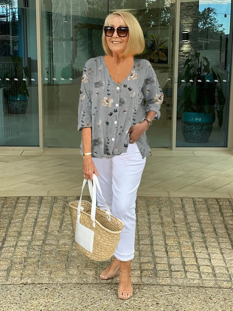 Joanne | Bedruckte Tunika mit Knopfdetails