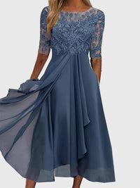 Ethel | Schlichtes Midi-Kleid mit halben Ärmeln für Partys, bequem und elegant für Hochzeitsgäste
