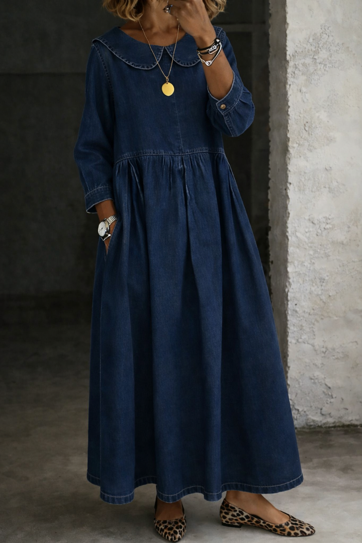 Clara | Denim-Kleid mit Peter-Pan-Kragen