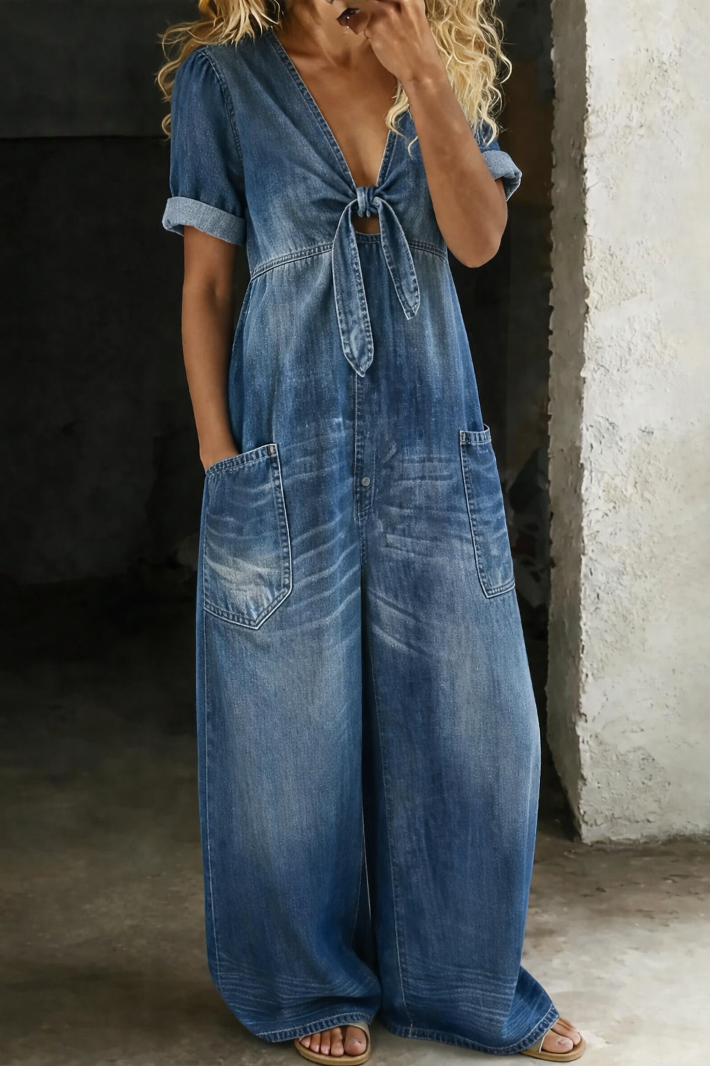 Maya | V-Ausschnitt Kurzarm-Overall