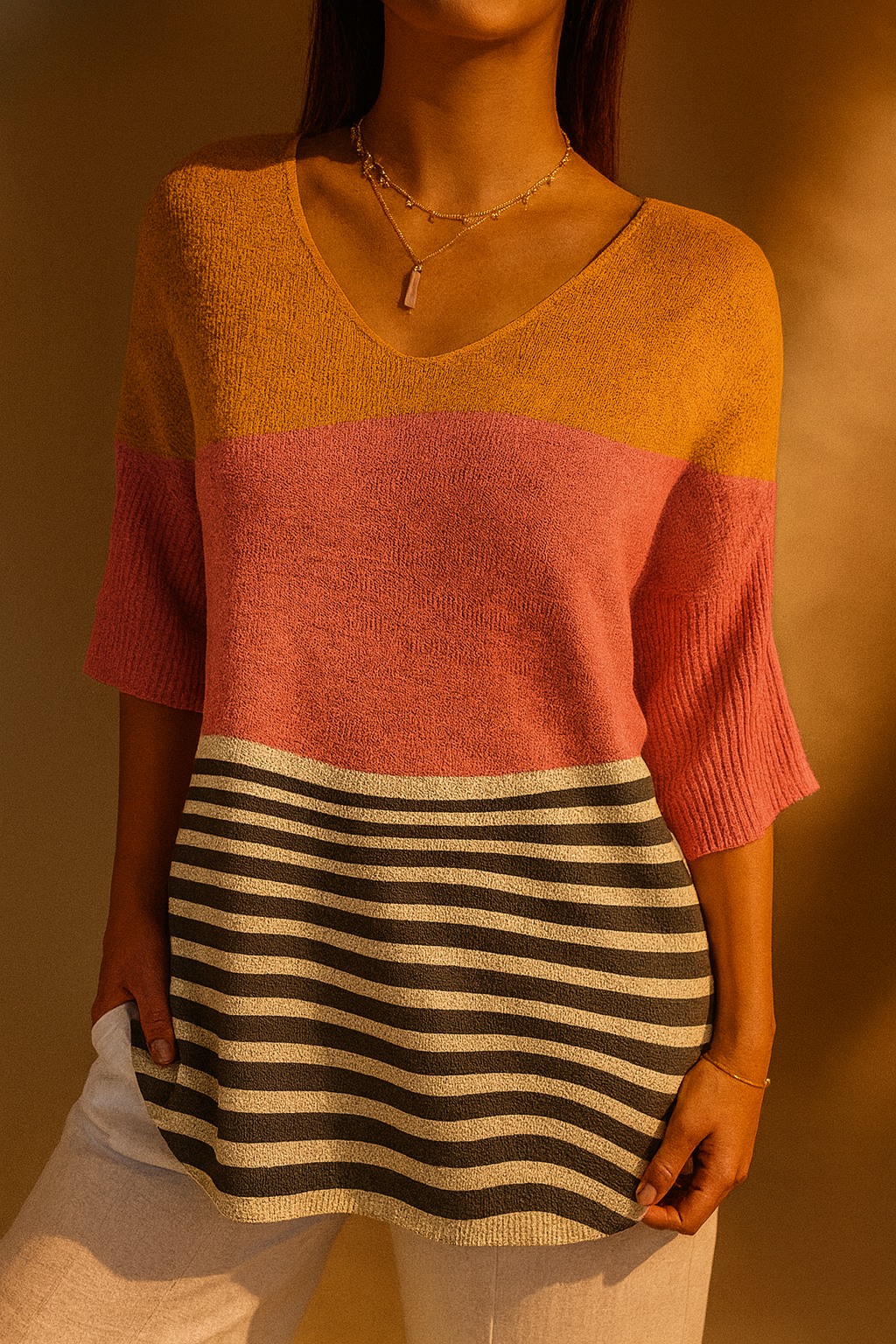 Jeanne | Damen Pullover mit abstraktem Linienmuster