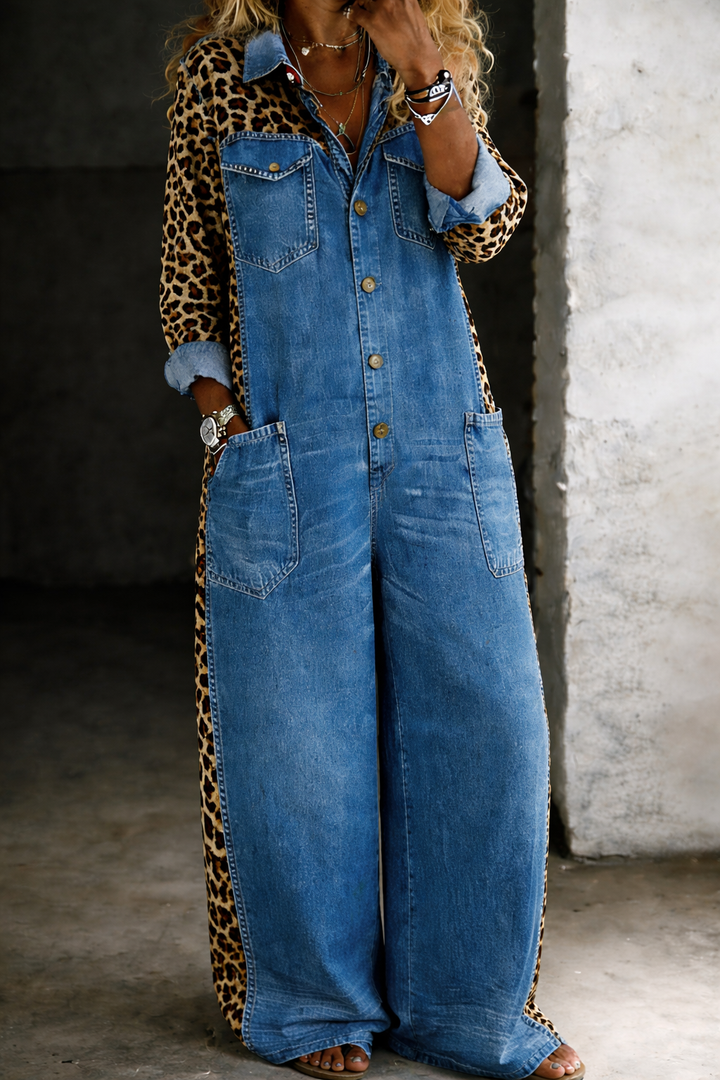 Amanda | Einteiler Denim Hemd Jumpsuit