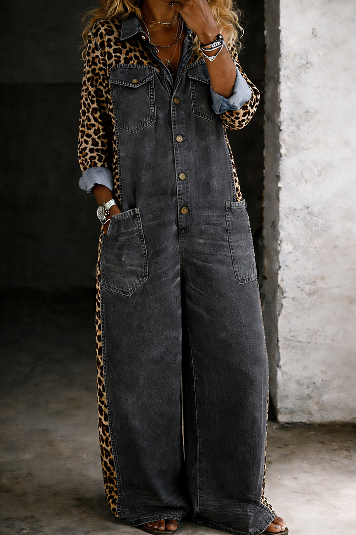 Amanda | Einteiler Denim Hemd Jumpsuit