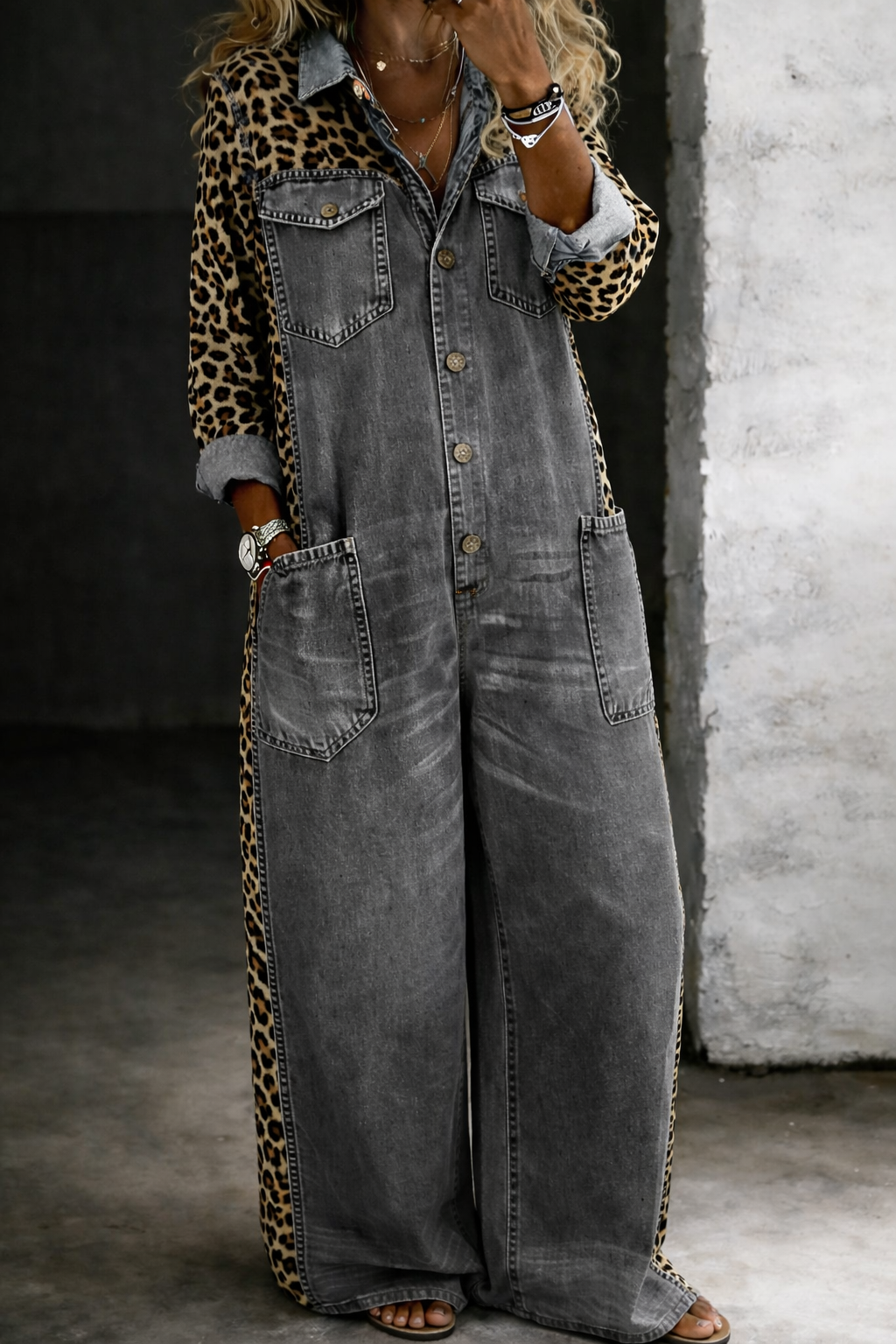 Amanda | Einteiler Denim Hemd Jumpsuit