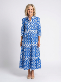 Ysolde | Midi-Kleid mit drei Viertelärmeln und Kettenmuster