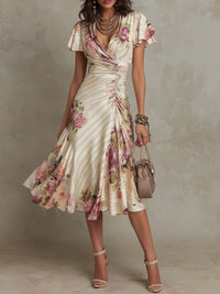 Azélie | Florales Midi-Kleid mit schmeichelnder Silhouette