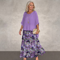 Nora | Elegantes Schichtenkleid mit fliessender Silhouette Lila Blume