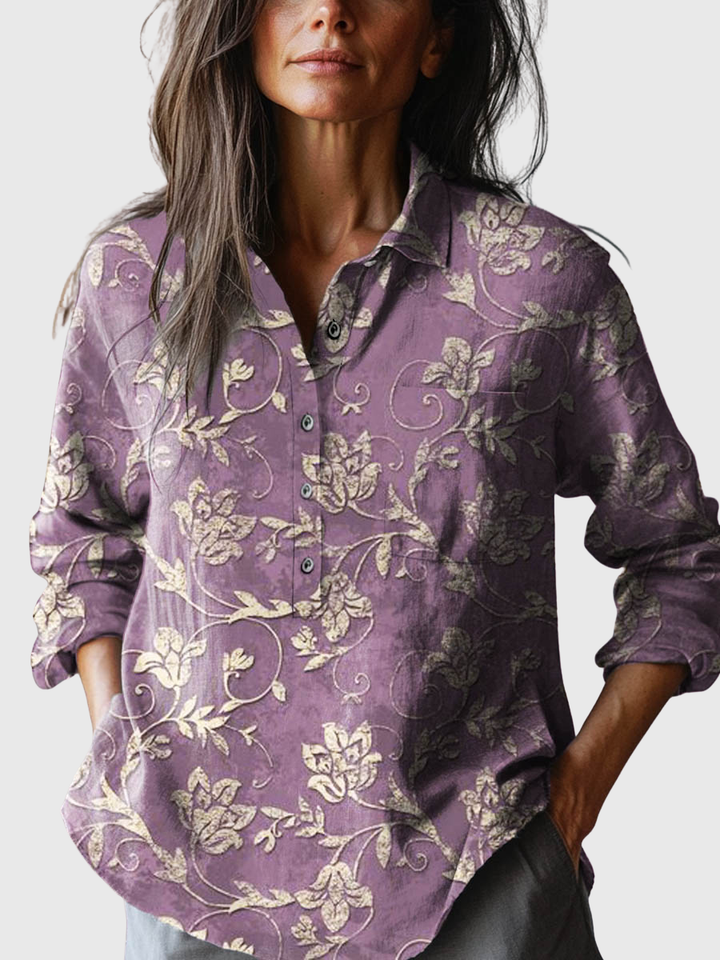 Lexi | Floral Besticktes Leinenhemd