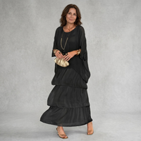 Nora | Elegantes Schichtenkleid mit fliessender Silhouette Schwarz