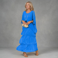 Nora | Elegantes Schichtenkleid mit fliessender Silhouette Blau