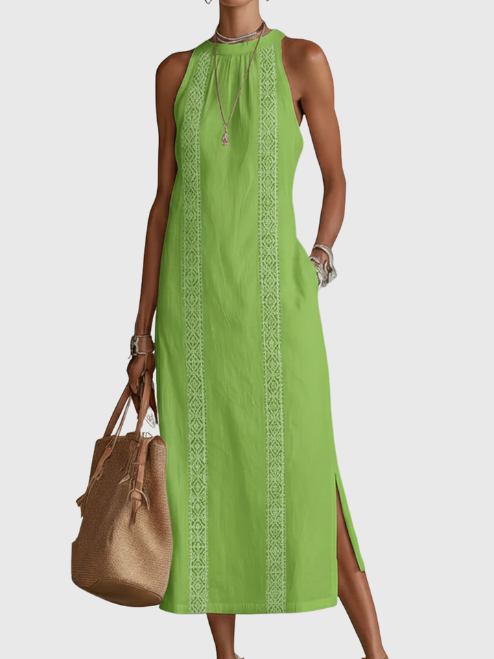 Giselle | Ärmelloses Midi-Kleid mit Spitzen-Details