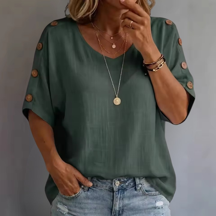 Bellie | Lockeres Wohlfühl-Shirt mit Knopfleiste
