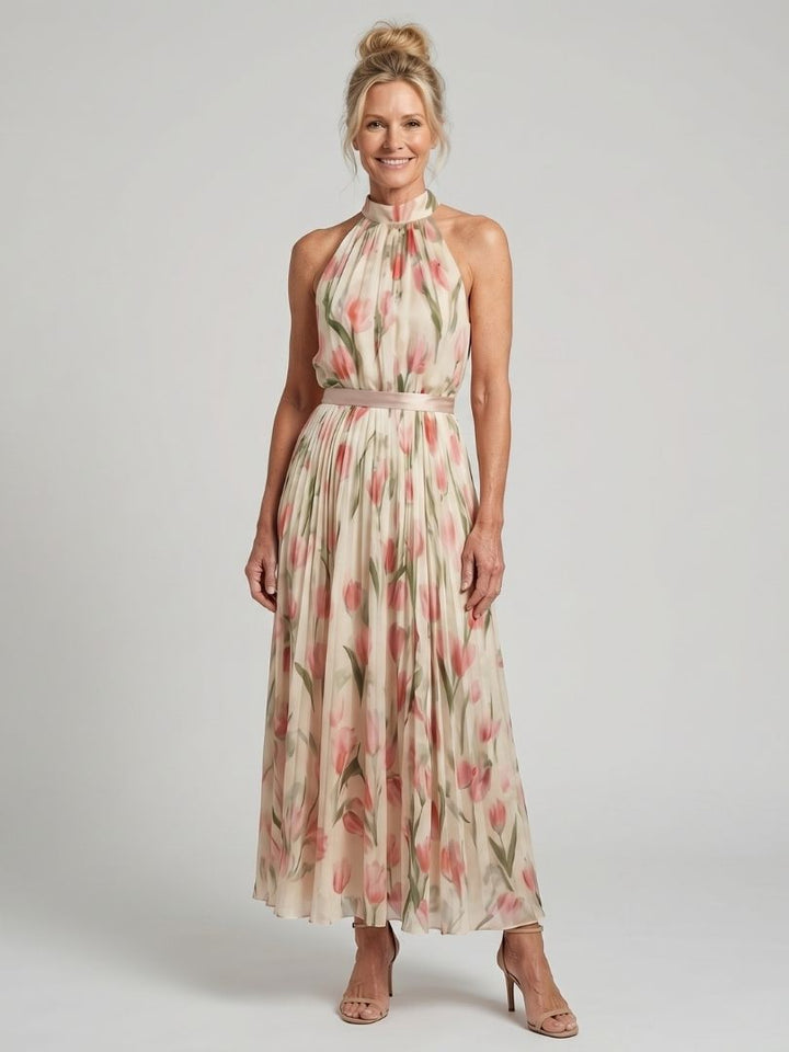 Aurelle | Halter-Neck Blumenkleid Midi