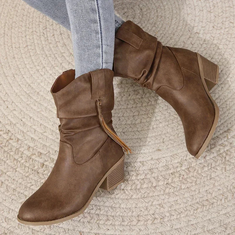 Mia | Geflochtene Western-Stiefeletten