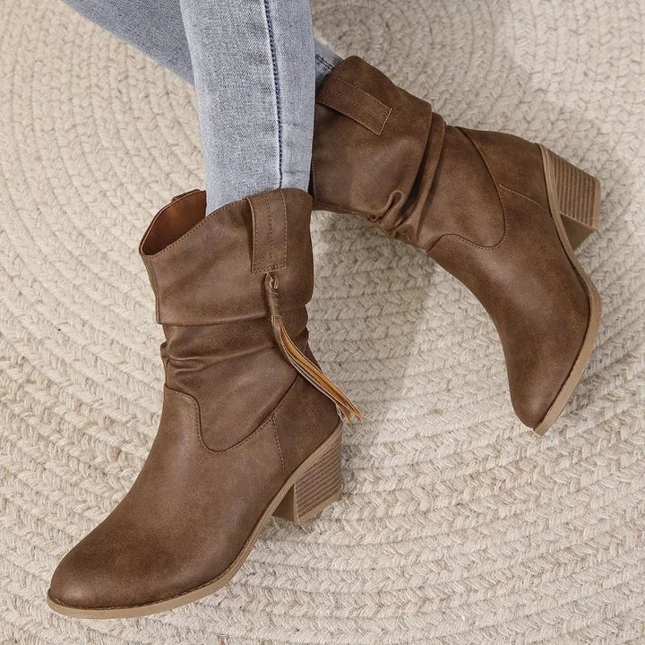 Mia | Geflochtene Western-Stiefeletten