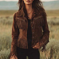 Madison │ Wildleder-Fransen Knopfjacke