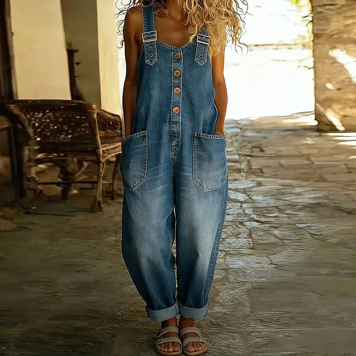 Taylor | Vintage Soft Baumwoll-Denim-Look Latzhose mit verstellbaren Trägern