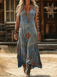Sofia | Vintage Prairie Floral Midi Kleid