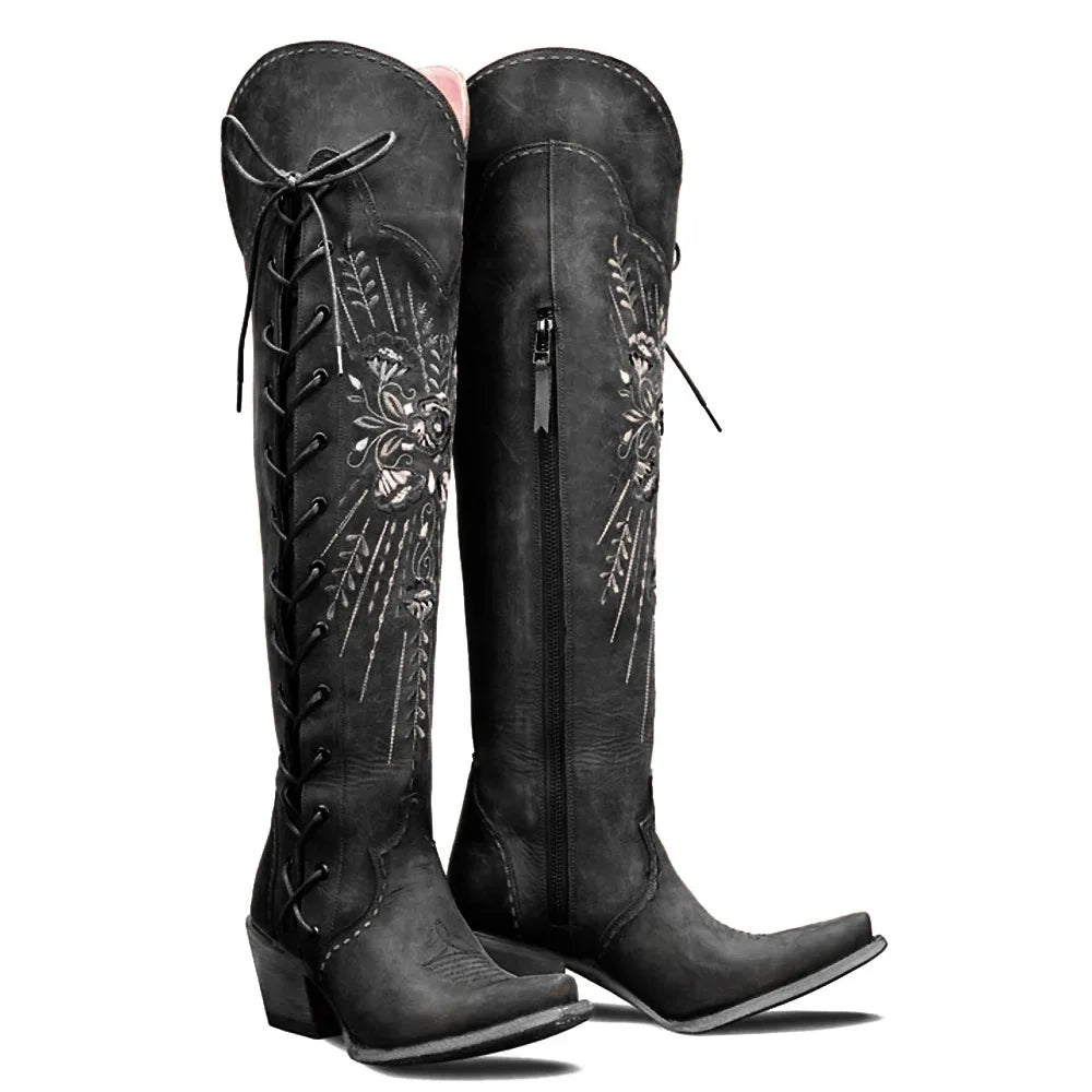 Valencia | Bestickte Schnürstiefel
