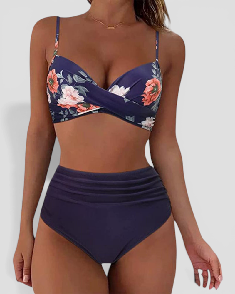 Vera | Bikini mit Blumenmuster und hohem Bund