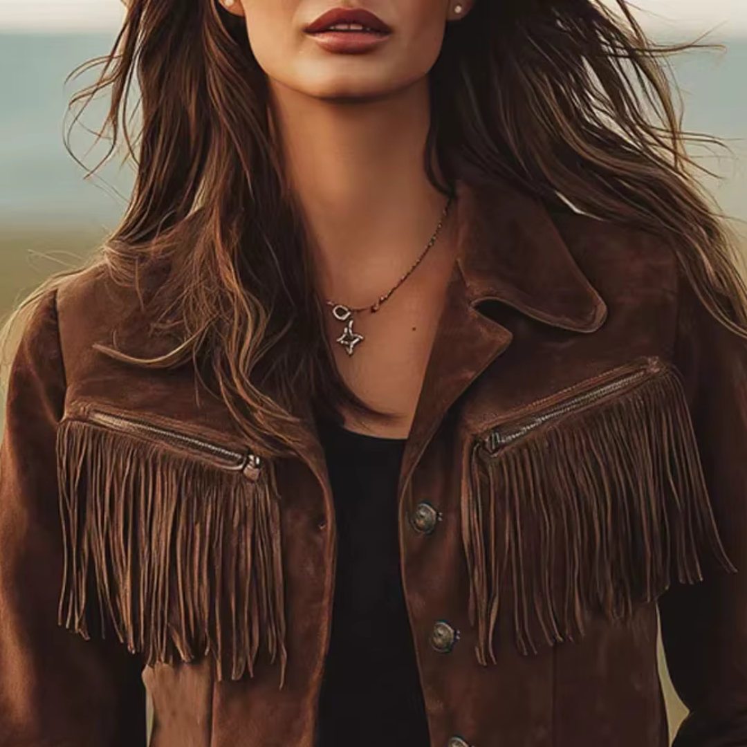 Madison │ Wildleder-Fransen Knopfjacke