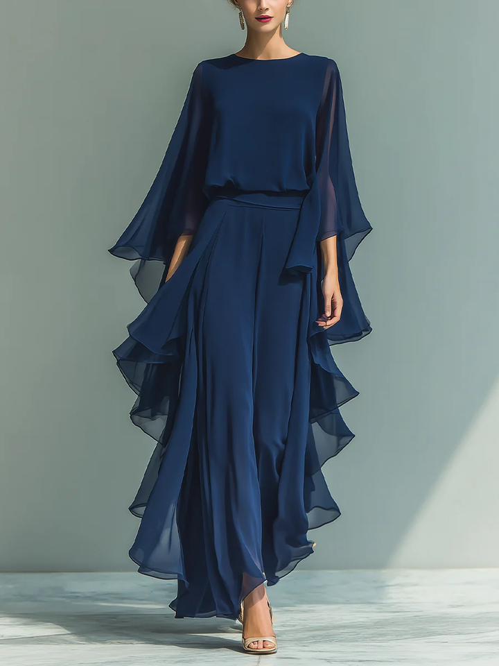 Linda | Elegantes Komplett-Outfit aus Chiffon mit Volants