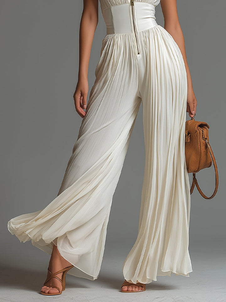 Sofia | Jumpsuit Weisser Faltenchiffon