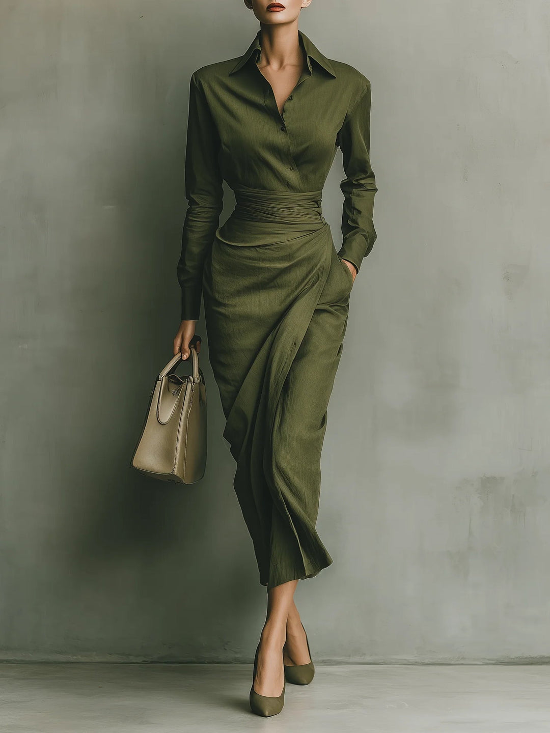 Noëlle | Militärgrünes Maxikleid
