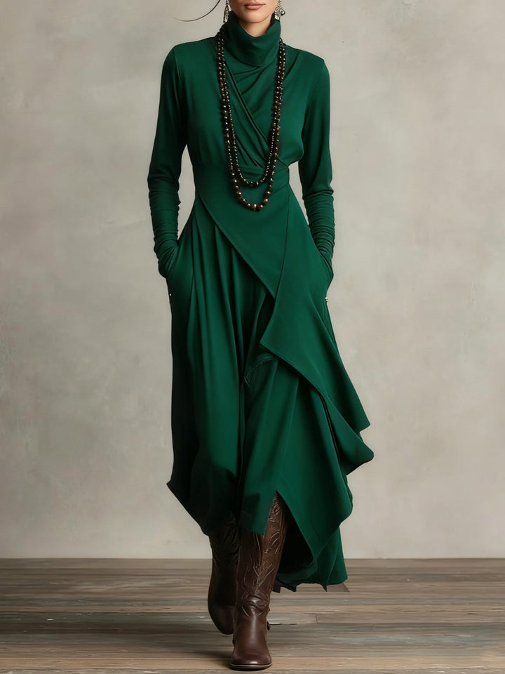 Gianna | Elegantes Drapiertes Turtleneck Maxikleid