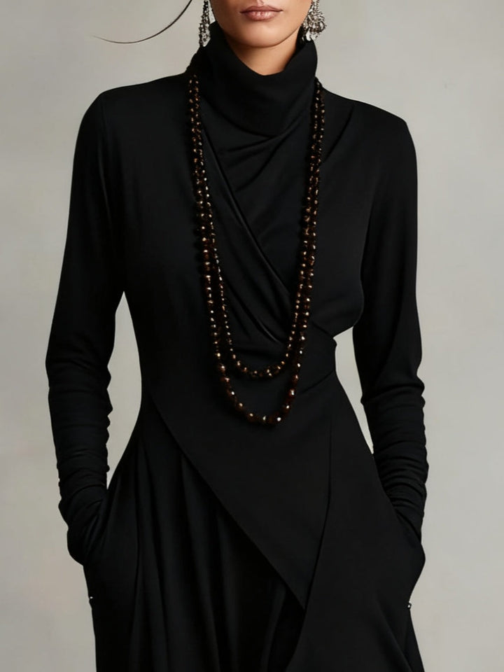 Gianna | Elegantes Drapiertes Turtleneck Maxikleid