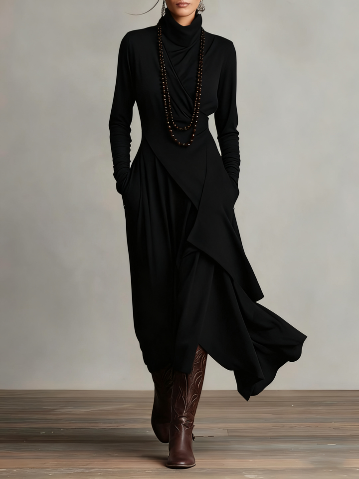 Gianna | Elegantes Drapiertes Turtleneck Maxikleid