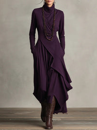 Gianna | Elegantes Drapiertes Turtleneck Maxikleid