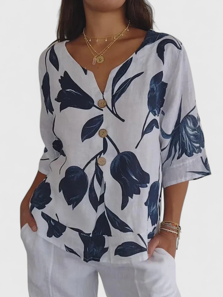 Zaria | Bequeme V-Ausschnitt Bluse