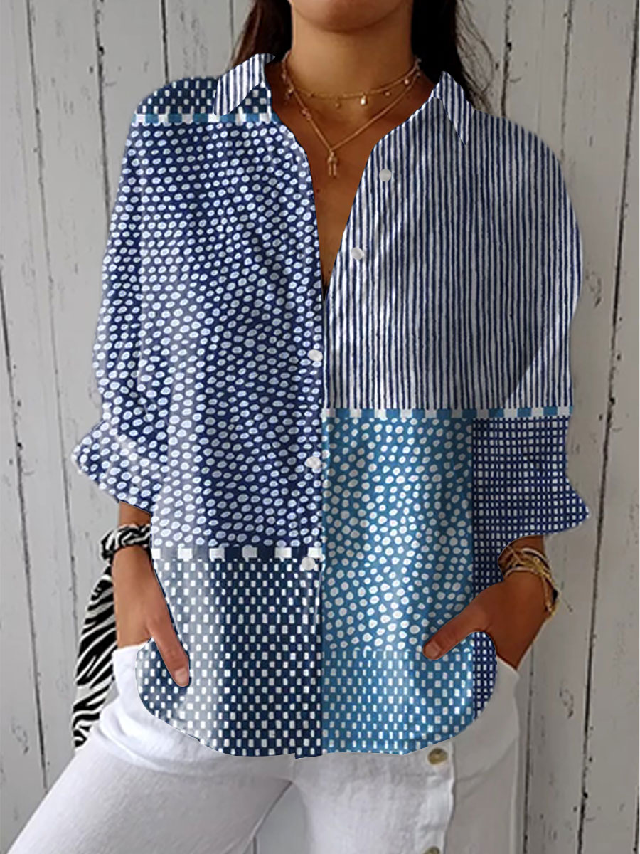 Jolie | Ocean Patchwork Bluse