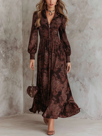 Ariane | Maxikleid mit Paisleymuster und tailliertem Schnitt