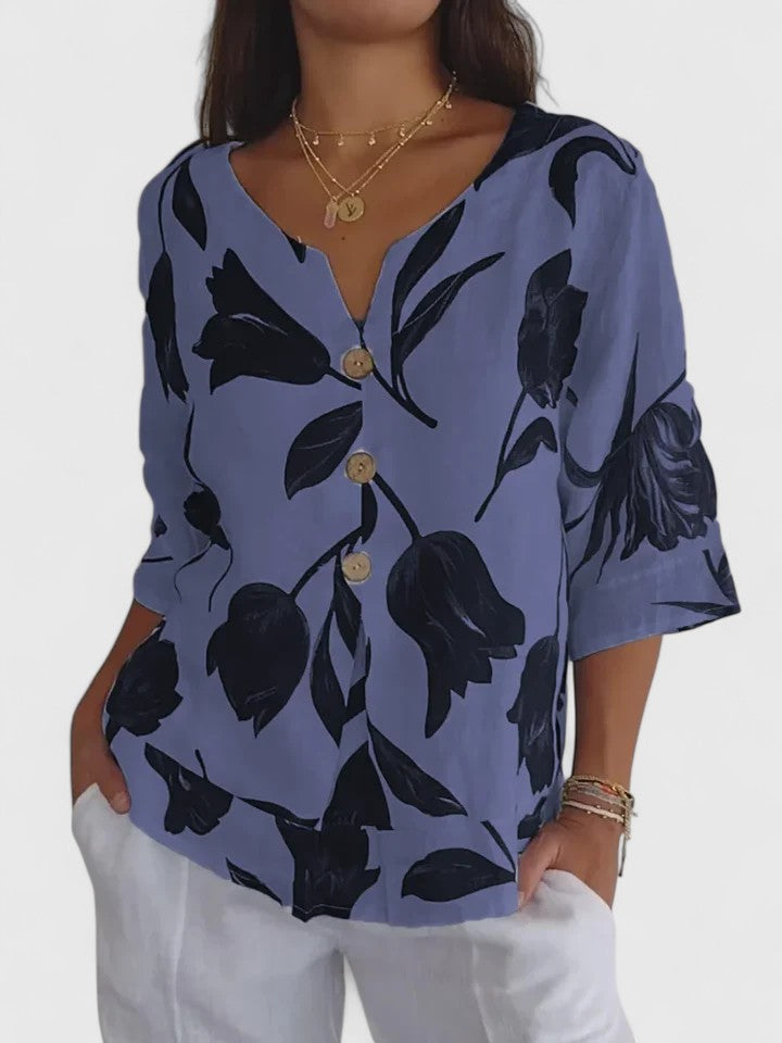 Zaria | Bequeme V-Ausschnitt Bluse