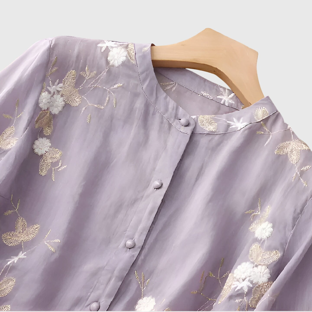 Edena | Elegantes Top mit Bestickten Blumen