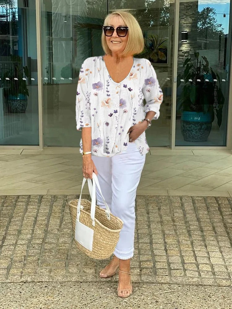Joanne | Bedruckte Tunika mit Knopfdetails