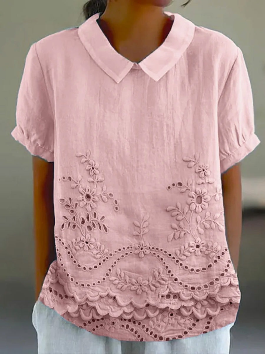 Lily | Floral Besticktes Shirt