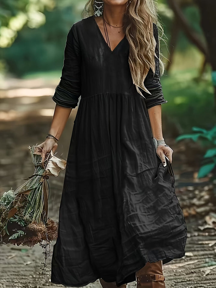 Sharon | Modisches Langarmkleid mit V-Ausschnitt