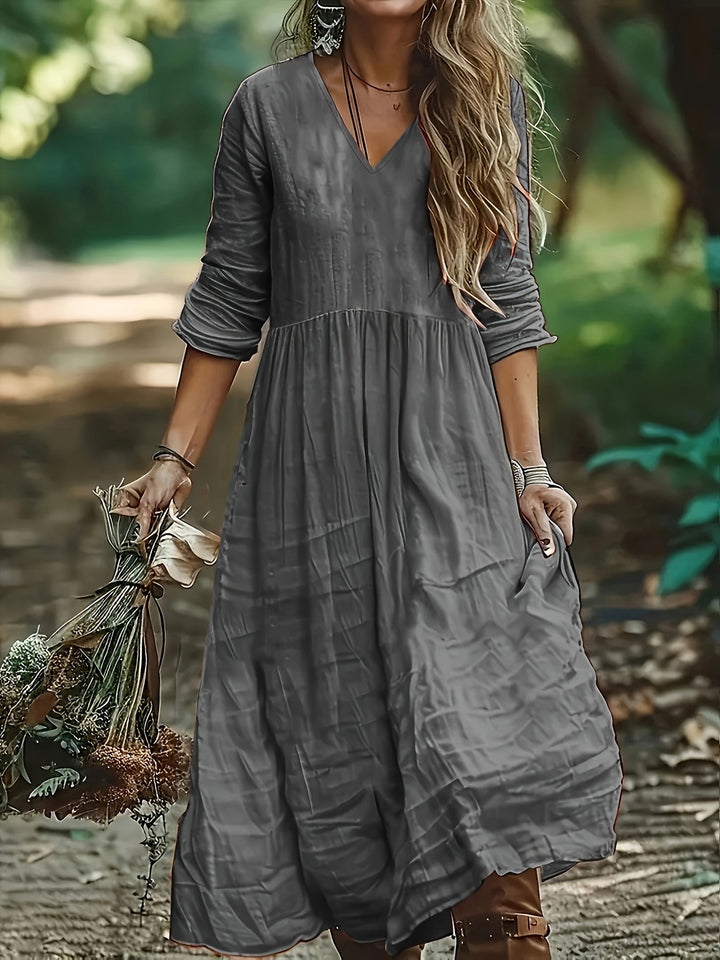 Sharon | Modisches Langarmkleid mit V-Ausschnitt