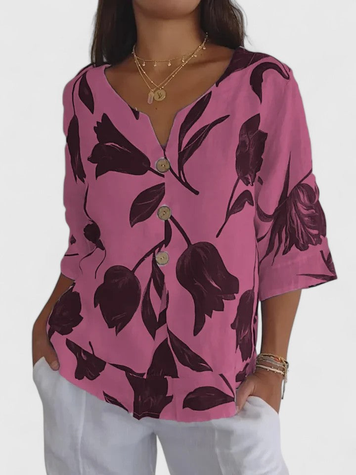 Zaria | Bequeme V-Ausschnitt Bluse