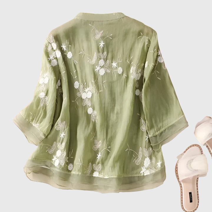 Edena | Elegantes Top mit Bestickten Blumen