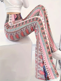 Sadie | Boho Hochtaillierte Bedruckte Schlaghose