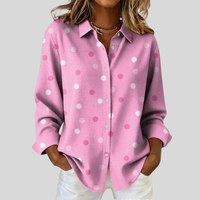 Skylar | Damen Freizeit Retro Pink Polka Dot Bluse
