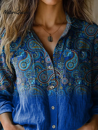Christina | Elegantes Paisley-Muster Bedrucktes Damen Casual Langarm Baumwollshirt