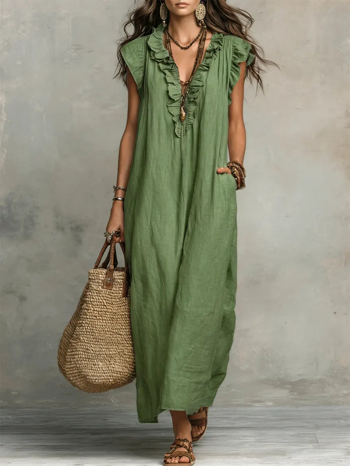 Maeve | Langes Kleid im Boho-Stil aus Leinen und Baumwolle