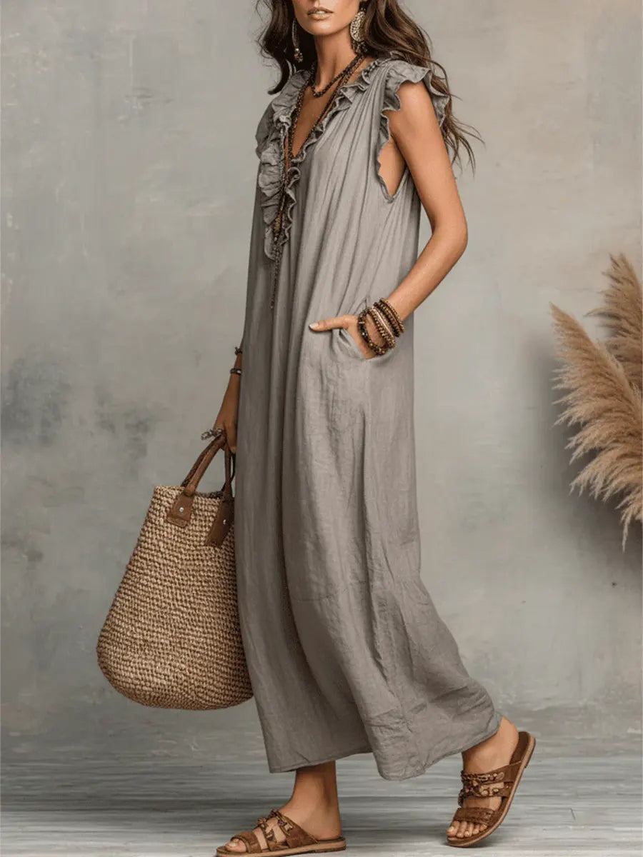 Maeve | Langes Kleid im Boho-Stil aus Leinen und Baumwolle