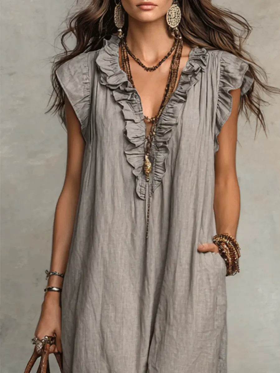 Maeve | Langes Kleid im Boho-Stil aus Leinen und Baumwolle
